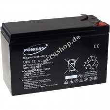 Powery Blei-Gel-Akku fr USV APC Back-UPS CS 350 9Ah 12V (ersetzt auch 7,2Ah / 7Ah)