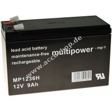 Powery Bleiaccu MP1236H fr USV APC Power Saving Back-UPS BE550G-GR 9Ah 12V ersetzt 7,2Ah 7Ah