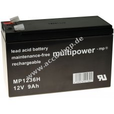 Powery Bleiaccu MP1236H kompatibel mit USV APC RBC 110 9Ah 12V (ersetzt auch 7,2Ah/7Ah)