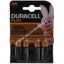 Duracell Batterie Alkaline Mignon AA LR06 1.5V Plus Extra Life 4er Blister