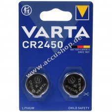 Varta Lithium Knopfzelle CR2450 DL2450 3V 2er Blister