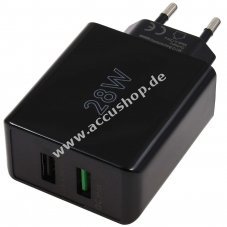 goobay 28W Dual-Schnellladegert USB-A QC 3.0 schwarz