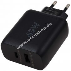 goobay 2-Port USB-Schnellladegert USB-PD/QC Adapter 45 W Schwarz