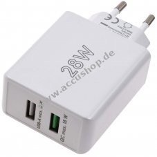 goobay 28W USB-A QC Dual-Schnellladegert - 2 Ports, Quick Charge 3.0, wei kompakt