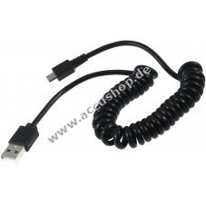 Goobay USB Spiralkabel 1m mit Micro USB-Anschluss