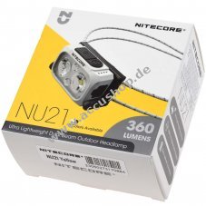 Nitecore NU21 LED Kopflampe, Stirnlampe, Headlamp, USB-C, max. 360 Lumen gelb