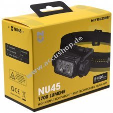 Nitecore NU45 LED Kopflampe, Stirnlampe, Headlamp, USB-C, max. 1700 Lumen